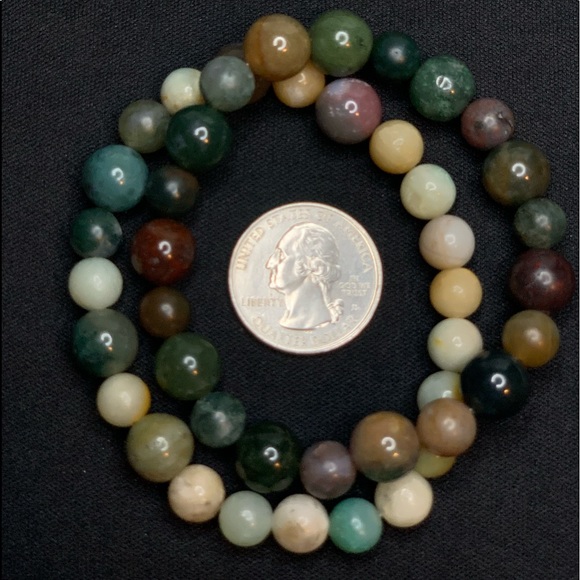 2 Colorful Stone Beads - Picture 2 of 3